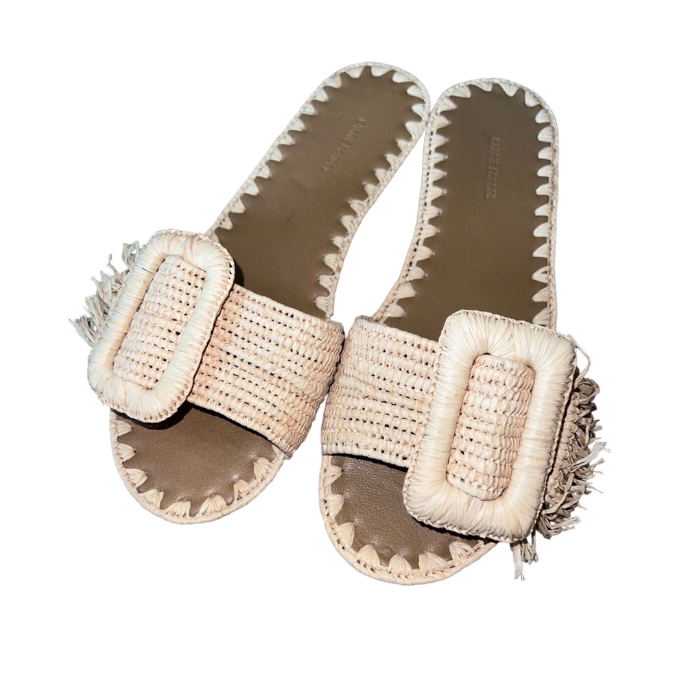 Carrie Forbes Kia Natural Raffia Sandals Natural Tan
Beige Womens Shoes 37- US7